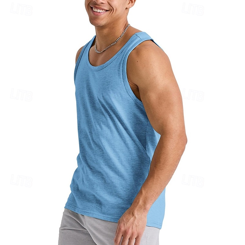 Men's Tank Top Vest Top Undershirt Sleeveless Shirt Sleeveless Crew Neck Summer Plain Fashion Designer Basic Classic Vacation Street Going out Black White Navy Blue Top Tee for Men3