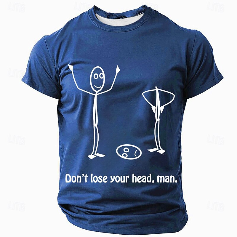 Men's Don't Lose Your Head Funny Slang T Shirt Short Sleeve T shirt 3D Print Crew Neck Shirt Fashion Daily Basic Street Casual Daily Black Red Blue Summer Spring Clothing Apparel