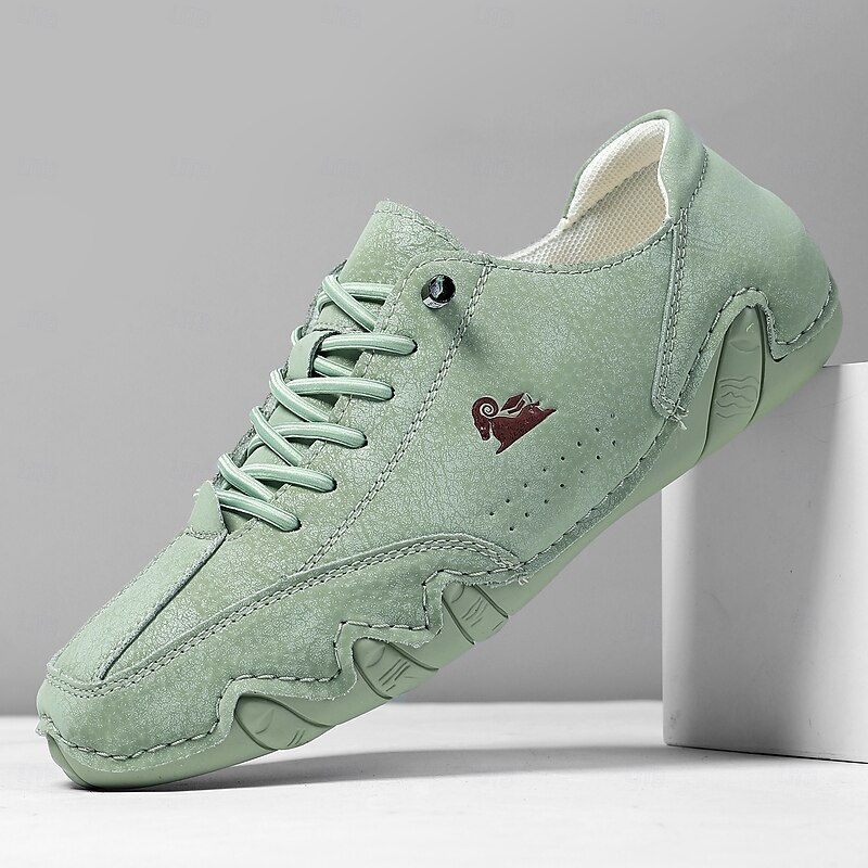 Men's Green Suede Sneakers – Lightweight Casual Sports Shoes for Walking, Travel, and Streetwear Outfits