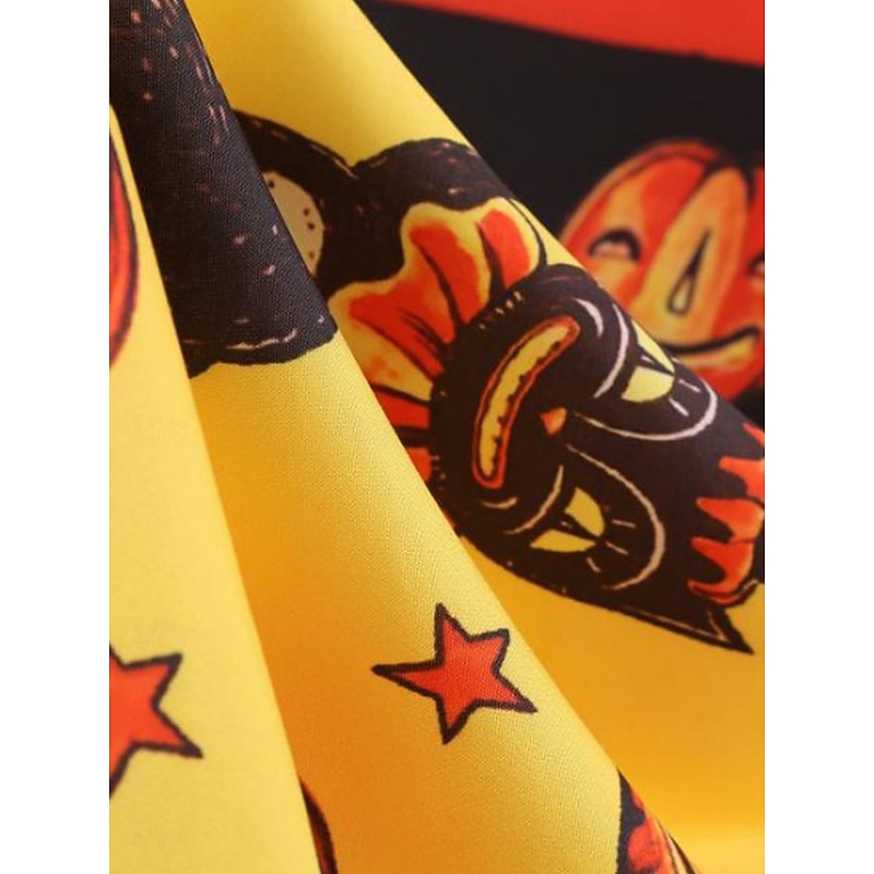 Halloween Women's Midi Dress A Line Dress Casual Daily Holiday Regular Fit Pumpkin Spider web Short Sleeve Square Neck Black Yellow Purple Summer Spring Fall3