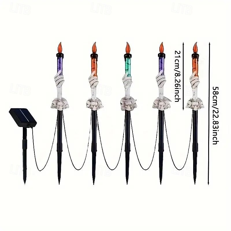 5PCS Halloween Party Decoration Outdoor Skeleton Handheld Candle Lawn Light Solar Halloween Garden Street Light Waterproof Ghost Festival Atmosphere Decoration2