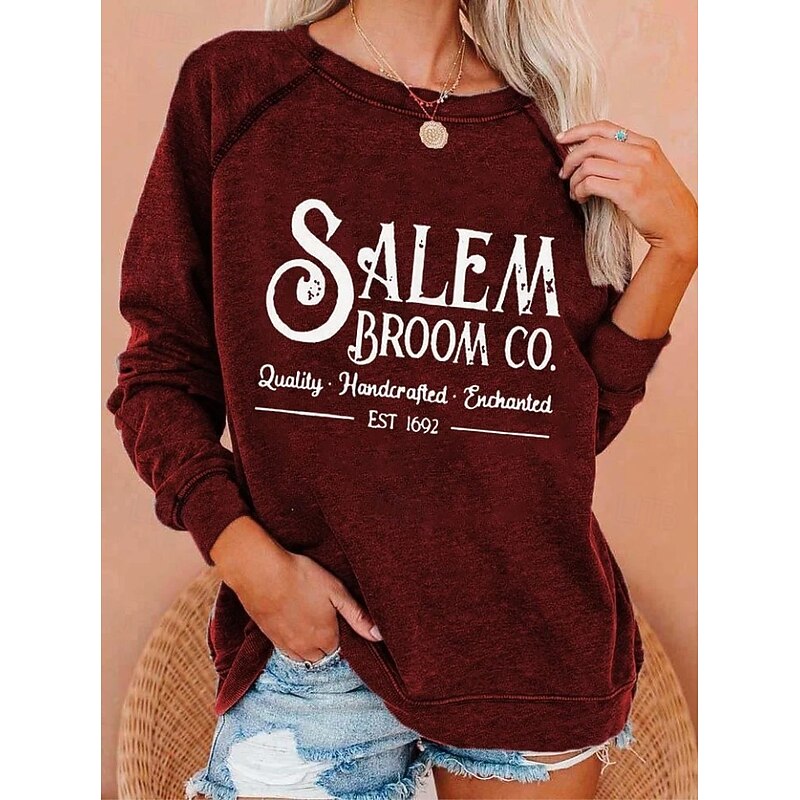 Women's Pullover Sweatshirt Graphic Halloween Fashion Casual Long Sleeve Crew Neck Regular Tops Casual Print Black White Red Blue Purple Summer Spring Fall3