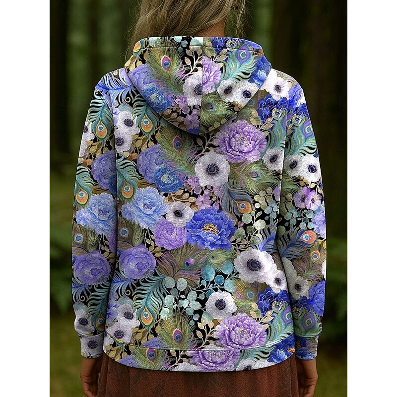 Women's 3D Print Vintage Boho Hoodie Patchwork Hoodie Sweatshirt Floral Pullover Sweatshirt  Casual Long Sleeve Hooded  Party Evening Wear Street Dailywear Pink Purple Orange Green Spring Fall Winter2