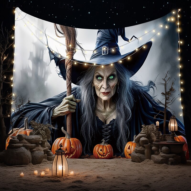 Halloween Tapestry Banners Wall Hangings Witch Fantasy Dark Punk Gothic Style Party Dorm Shooting Backgrounds Home Decor3