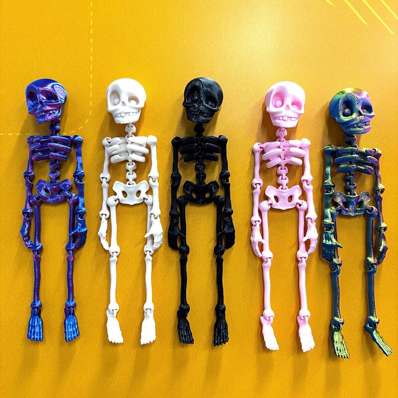 Halloween 3D Printed Vintage Skeleton Magnetic Figurine Set – Articulated Jointed Skeletons, Movable Halloween Toys for Kids, Creative Fridge Magnets Décor2