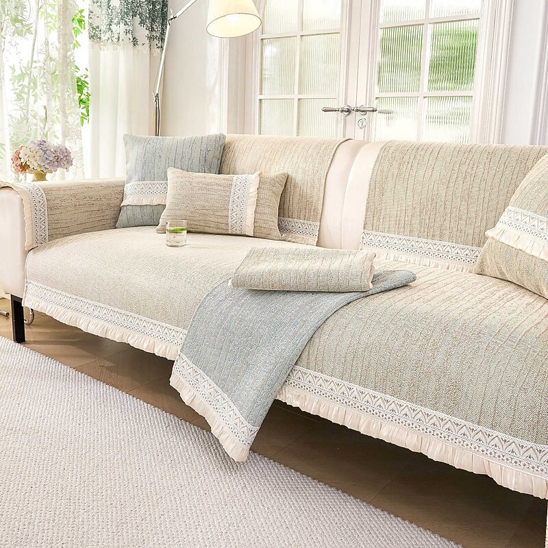 Summer Ice Silk Couch Cover for Pets, Pet Friendly Cooling Sofa Cushion Protector, Non-Slip Scratch Resistant Sofa Mat Slipcover for Living Room