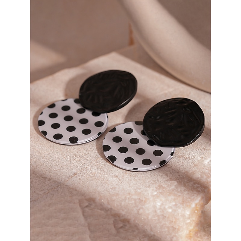 Women's Black and White Polka Dot Statement Drop Earrings - Retro Gatsby Style Bold Jewelry for Parties and Vintage Themed Events4