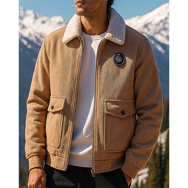 Men's Bomber Jacket Fleece Jacket Winter Outdoor Thermal Warm Fleece Jackets Full Zip Hunting Fishing Climbing Black Army Green Khaki Grey