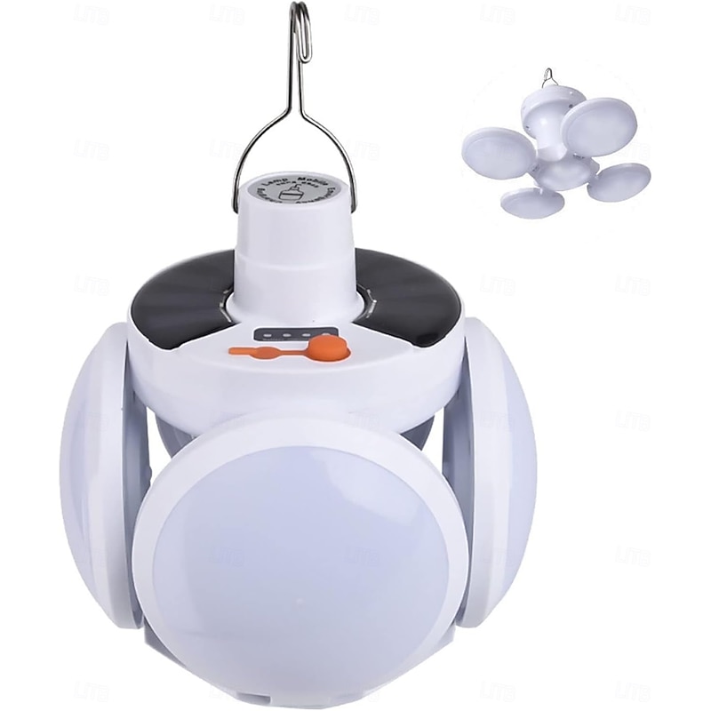 Rechargeable Camping Lantern with Hook 1200 Lumens , IPX7 Waterproof LED Emergency Light - 1800mAh Battery, Solar/USB Charging, 5 Light Modes for Tent/Hiking/Hurricane