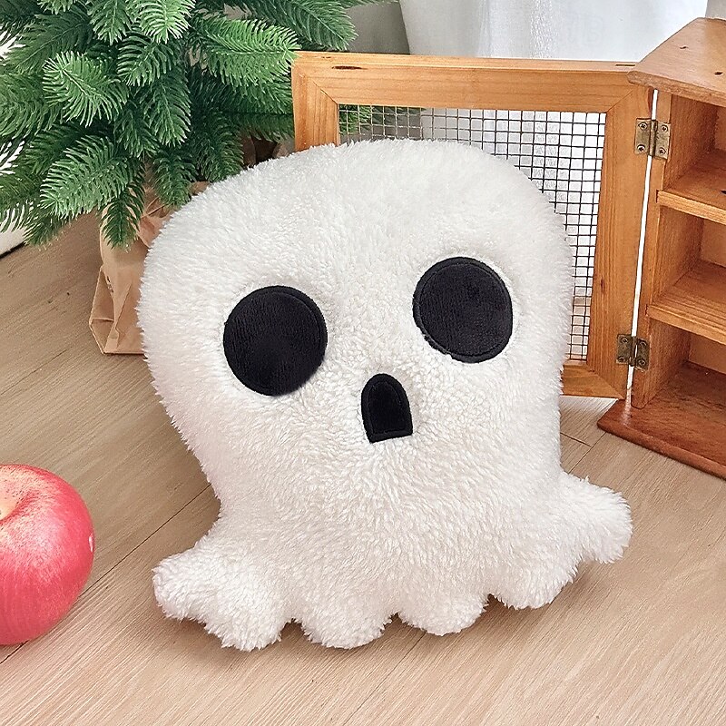 Halloween Cartoon Skull Throw Pillow, Decorative Cushion for Car Seat, Sofa, Bedroom, Office Chair, Holiday Plush Back Pillow for Halloween Decor