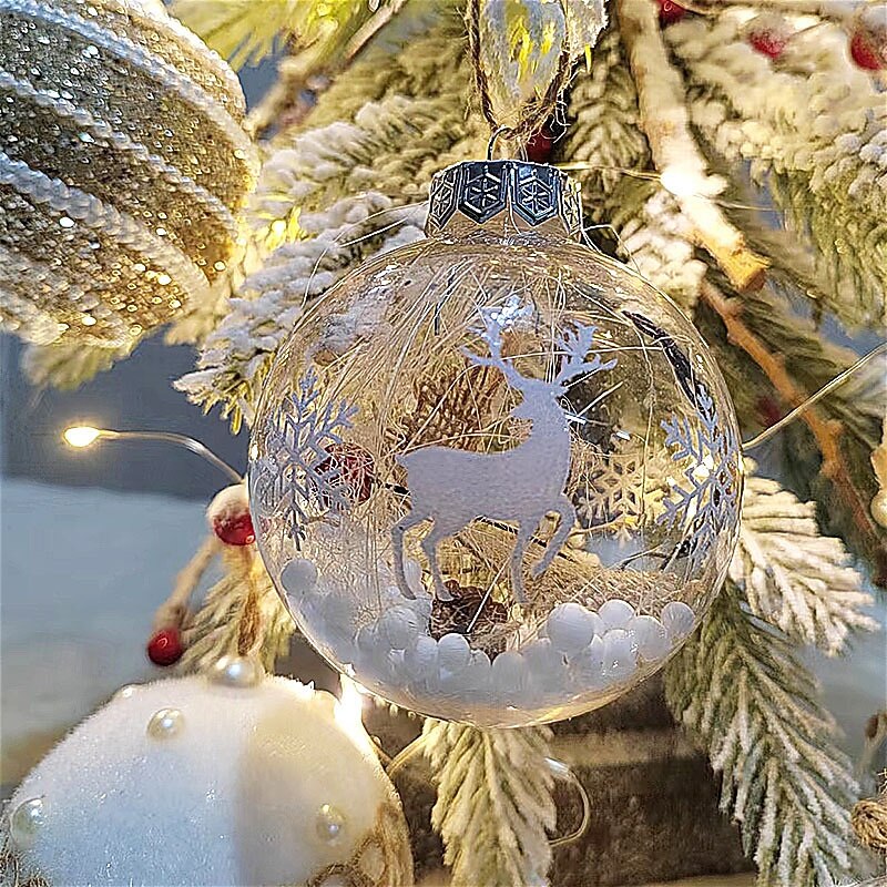 9 Pcs Christmas Tree Balls Baubles Ornaments 8cm Xmas Decorations Transparent Jute Rope Hanging Balls Handmade Gift Box Set For Holiday Party Christmas Tree Decoration Accessories3