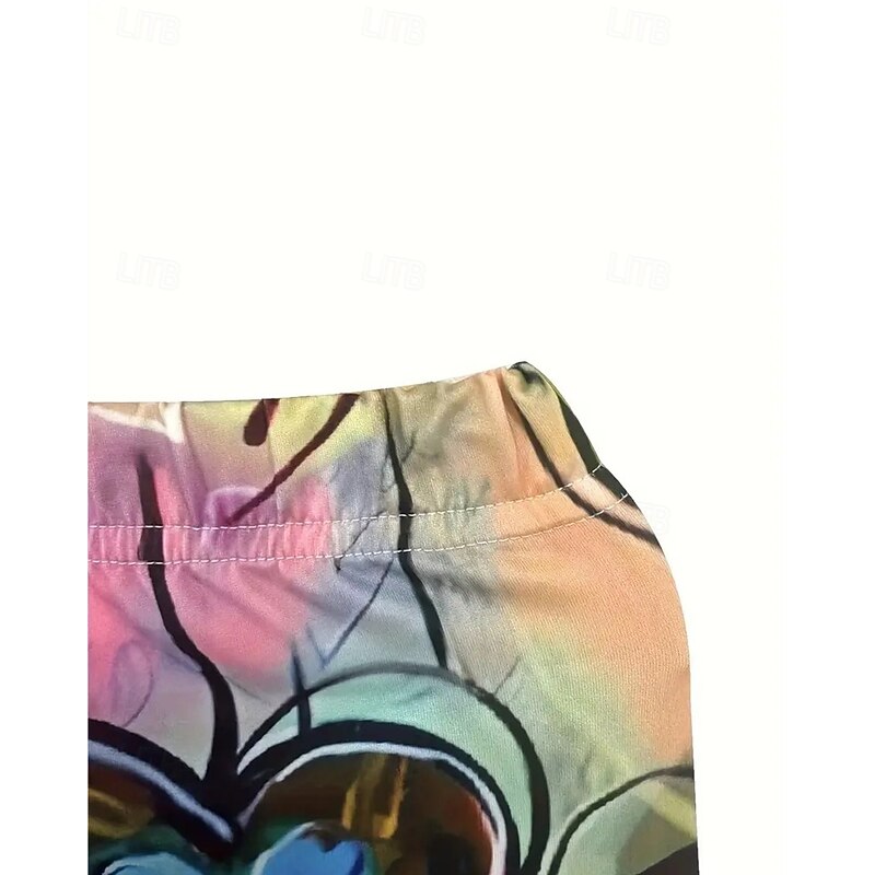 Women's Pants Trousers Leggings Cozy Leggings Streetwear Casual Full Length High Waist Heart Elastic Waist Print Breathability Comfortable Stretchy Vacation Street Daily Wear Rainbow Summer Spring3