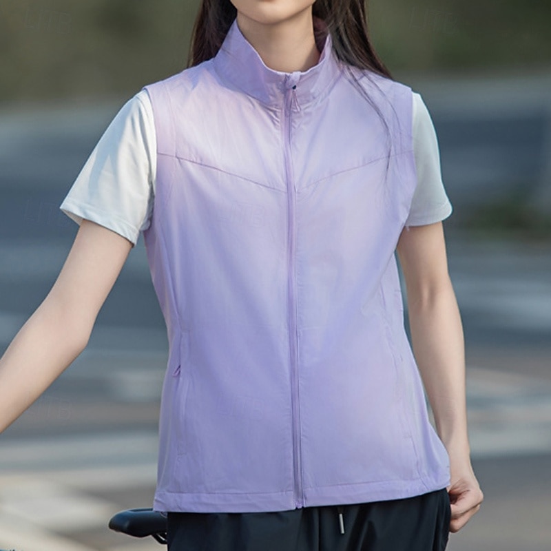 Women's Hiking Vest Waterproof Vest Sleeveless Vest Outdoor Waterproof Winter Zipper Nylon Purple Green Grey Hunting Fishing Climbing