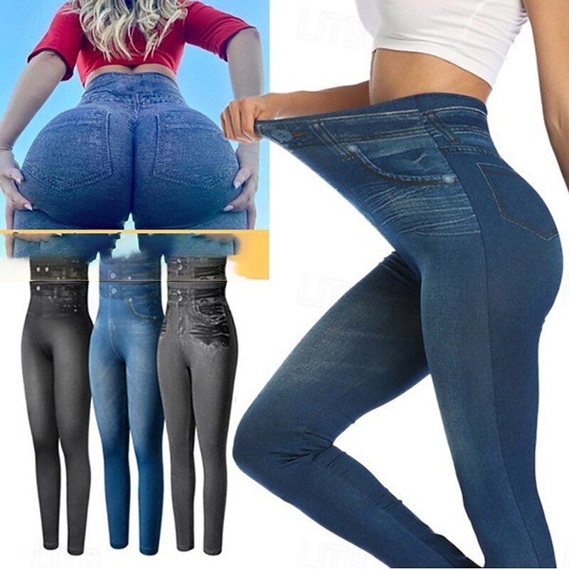 Women's Slacks Leggings Cozy Leggings Streetwear Casual Full Length Natural Plain Pocket Elastic Waist Comfy Outdoor Vacation Daily Grey Black Blue Fall Regular Fit