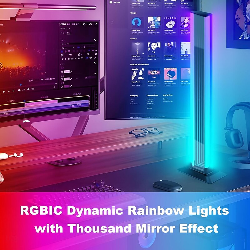 RGB LED Light Strip, Music Sync RGB IC LED Lights Bars, USB Powered Ambient Lighting, Remote Control Color Changing Gaming TV Backlight for Room PC Gaming Monitor Desk2