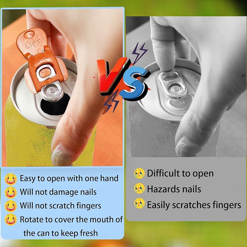 12PCS Easy Tab Opener & Drink Protector, Complete Cover Easy Tab Opener, Soda Can Opener Tool, Colorful Drink Can Protector Cap for Soda, for Coke, Beer, Soda, Aluminum Beverage3