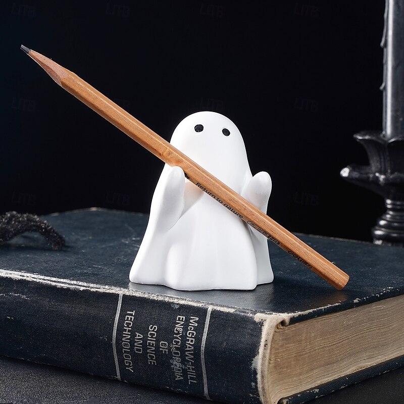 Halloween Decor Resin Raised Hand Cute Ghost Decoration Pen Holder – Indoor Desktop Organizer & Seasonal Home Decor for Bookshelf, Study, Vanity3