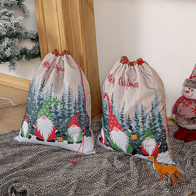 Christmas Gift Bag, Santa Claus Drawstring Holiday Treat Bag, Kids Festival Gift Sack, Christmas Party Favor Storage