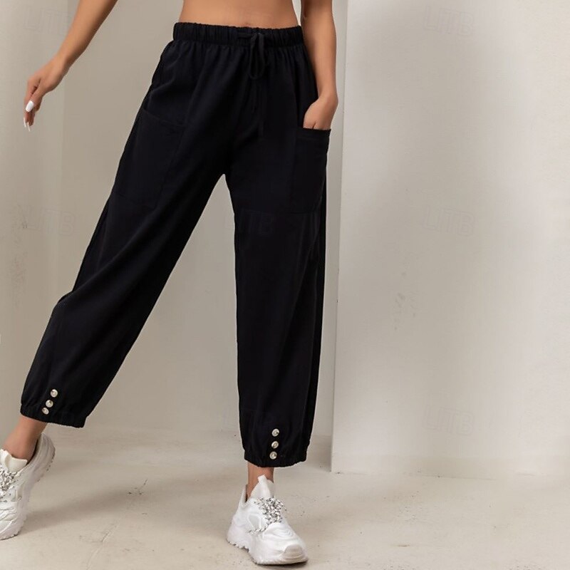 Women's Harem Pants Sports Pants Oversize High Waist Athletic Pilates Running Bottoms Solid Color Black Army Green Dark Blue Fall Sports Activewear3