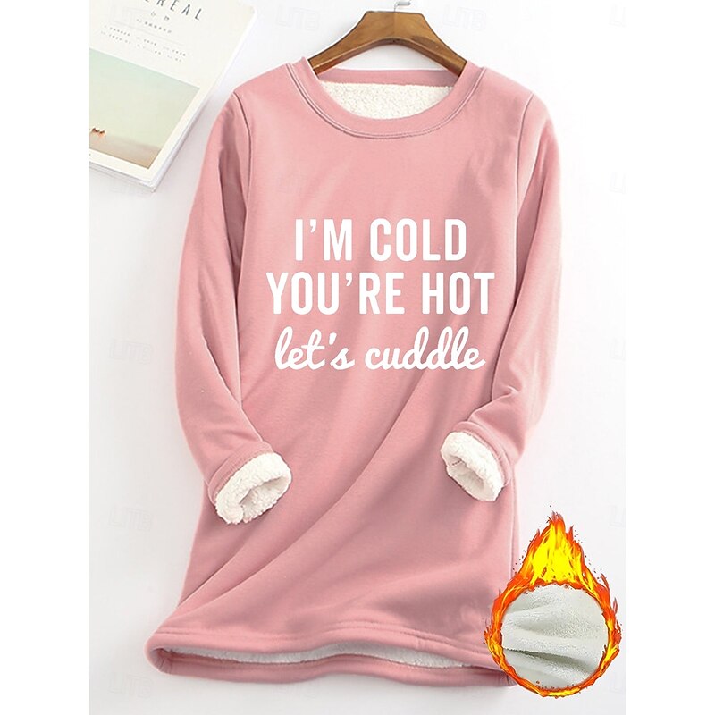 Women's Pullover Sweatshirt Letter Casual Comfrt Long Sleeve Crew Neck Regular Tops Street Dailywear Print Light Pink Black Yellow Dark Pink Red Fall Winter3