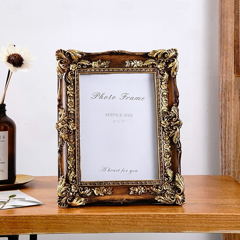 1PC European Three-dimensional Pattern Design Rectangular Classical Photo Frame Resin Material Photo Display Frame Suitable for Family Photo Decoration Shooting and Photography Prop Decoration4