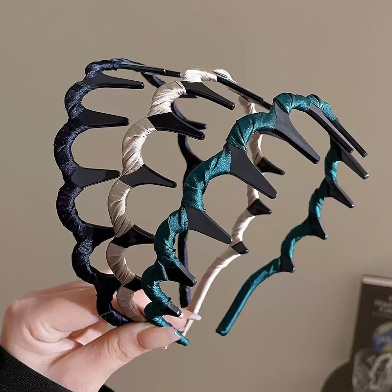 3/6pcs Retro High Skull Pearl Headband for Women, Anti-Slip French Wave Hairband with Teeth, Stylish Headwear for Hair Styling and Face Washing4