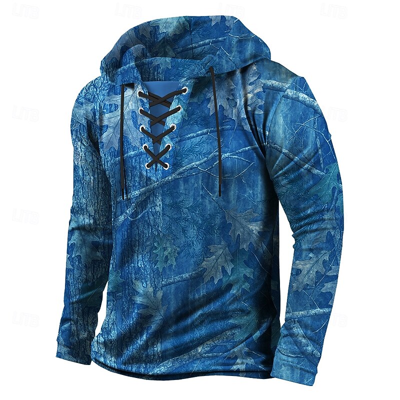 Men's Camo Camouflage Hoodie Sweatshirt Classic Military Hooded Outdoor Hunting Blue Green Drawstring Fall Winter Designer4