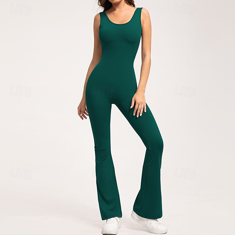 Women's Workout Jumpsuit One Piece Romper Fall Backless Solid Color Bodysuit White Burgundy Gym Pilates Yoga Tummy Control Sleeveless Sport Activewear Tight Fit2