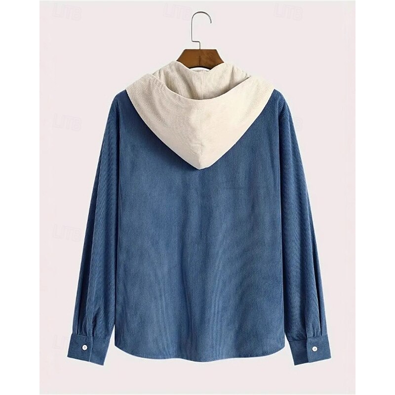 Men's Lightweight Jacket Corduroy Jacket Casual Jacket Vacation Daily Breathable Pocket Fall Winter Color Block Fashion Classic Hooded Regular Black Blue Army Green Jacket2