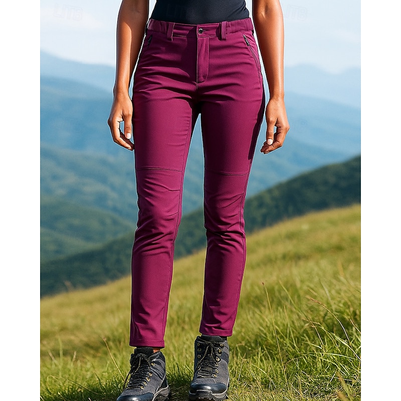 Women's Hiking Pants Trousers Waterproof pants Softshell Pants Outdoor Regular Fit Waterproof Windproof Bottoms Pocket Black Burgundy Camping / Hiking Running S M L XL