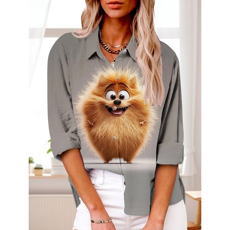 Women's Shirt Graphic Active Daily Stylish Long Sleeve Shirt Collar Regular Tops Daily Holiday Buttons Print Yellow Red Blue Purple Light Blue Summer Spring Fall