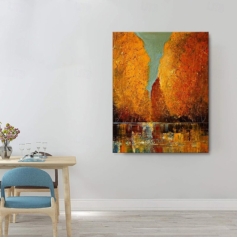 Abstract Autumn Landscape Oil Painting on Canvas pure Handmade Scandinavian Cuadros Trees and Lakes Wall Art Pictures Decor Living Room No Frame3