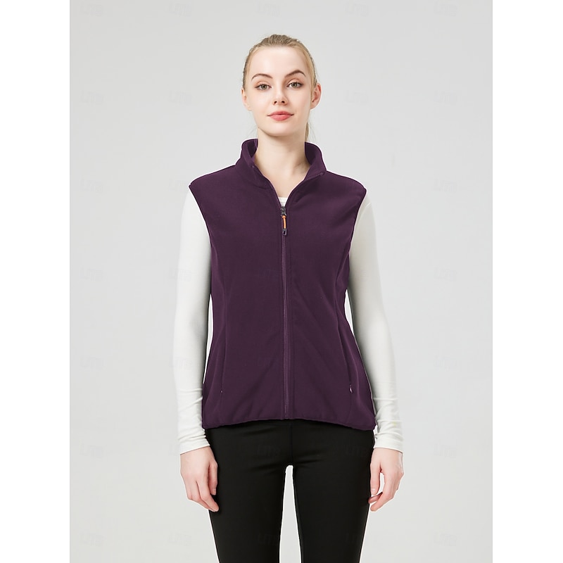 Women's Hiking Vest Fleece Vest Thermal Jacket Winter Outdoor Anatomic Design Front Zipper Thick Warm Top Single Slider Full Zip Camping / Hiking / Caving Traveling Black Pink Burgundy Dark Navy