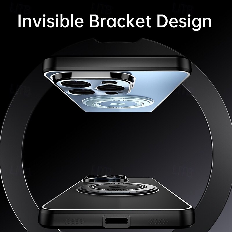 Phone Case For iPhone 17 Pro Max 17 Air 16 Pro Max Plus 15 Pro Max 14 Pro Max Back Cover with Stand Holder Magnetic Shockproof Retro Aluminum Alloy3