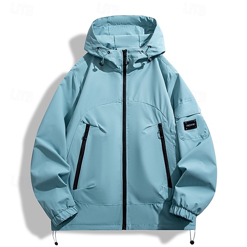 Men's Jacket Casual Jacket Outdoor Vacation Warm Zipper Pocket Fall Winter Plain Fashion Streetwear Standing Collar Regular Black Blue Army Green Goldenrod Raspberry Jacket2