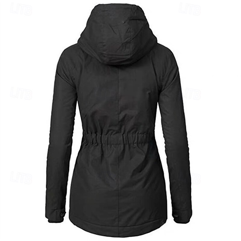 Women's Fleece Jacket Casual Jacket Warm Comfortable Zipper Pocket Fashion Outdoor Plain Going out Weekend Zipper Regular Hooded Regular Fit Long Sleeve Outerwear Black Wine Green Fall Winter4