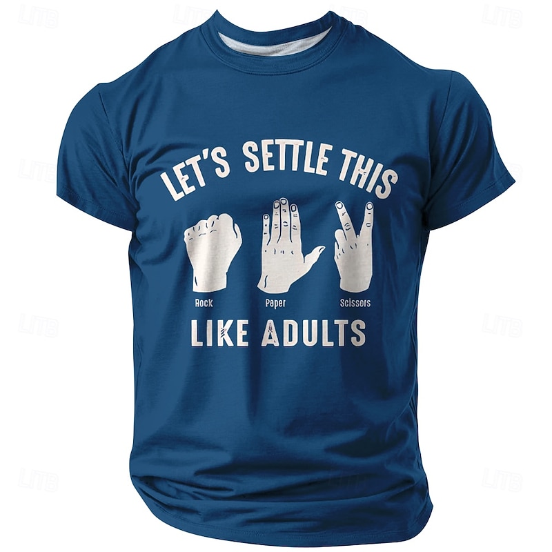 Mens Rock Paper Scissors T-Shirt, Funny 'Let's Settle This Like Adults' Graphic Short Sleeve Tee, Humorous Lifestyle Shirt2