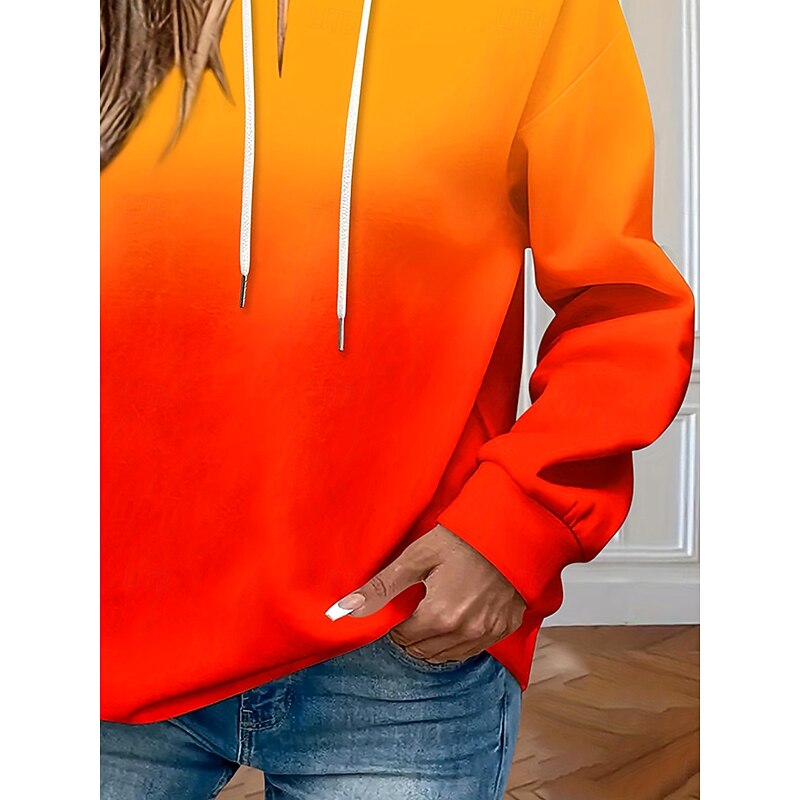 Women's Pullover Hoodie Sweatshirt Graphic Tie Dye Fashion Casual Print Long Sleeve Hooded Regular Tops Street Dailywear Drawstring Print Blue Orange Fall Winter3