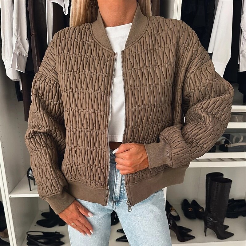 Women's Winter Jacket Parka Warm Comfortable Zipper Pocket Fashion Modern Casual Plain Going out Weekend Zipper Regular Collarless Regular Fit Long Sleeve Outerwear Black Navy Blue Apricot Winter