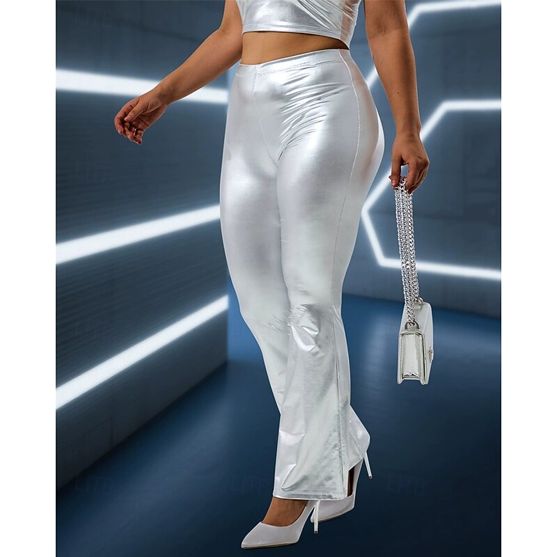 Women's Slacks Cropped Pants Streetwear Casual Ankle-Length High Rise Plain High Cut Comfortable Street Holiday Daily Wear Silver Summer Regular Fit2