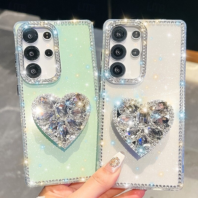 Phone Case For Samsung Galaxy S25 S24 Ultra Plus S24 FE S23 A16 A55 5G A35 5G A15 Back Cover Kickstand Shockproof Heart Silicone4