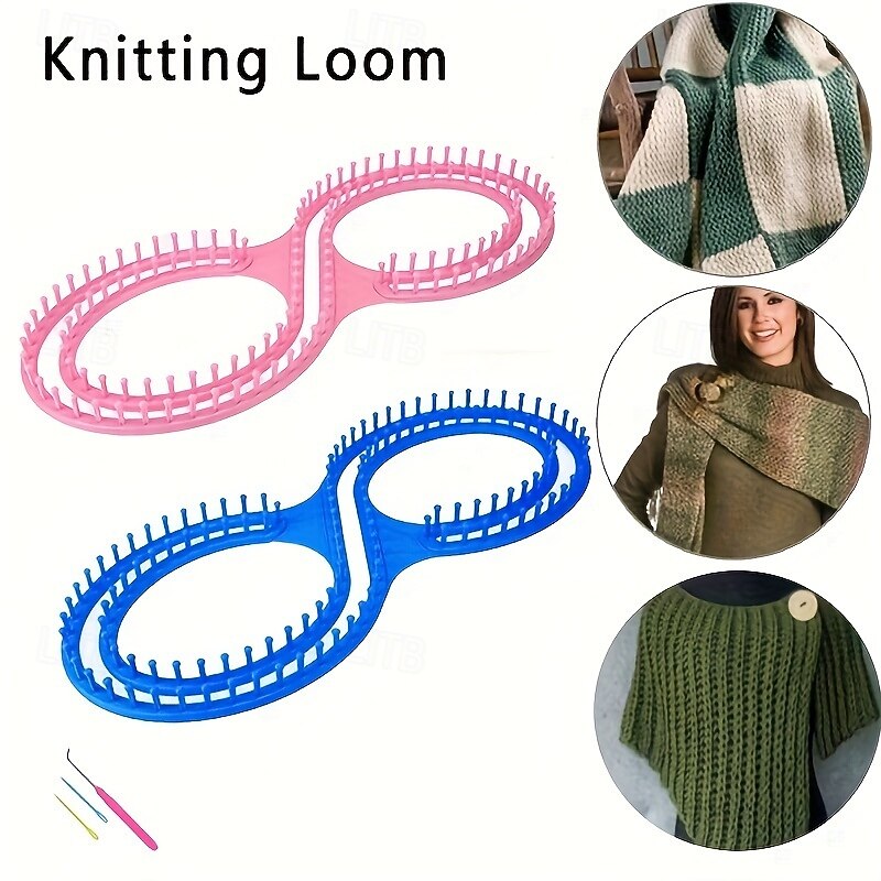 1 Set Deluxe Knitting Loom Kit - Create Beautiful Hats, Scarves, Shawls, Sweaters, Socks, and Blankets with Ease - DIY Yarn Craft Kit with Hooks, Available in Pink and Blue Colors