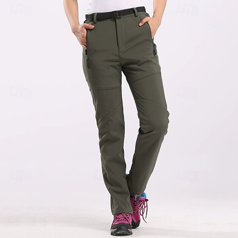 Women's Slacks Parachute Pants Fashion Casual Full Length Natural Plain Pocket Buckle Thermal Warm Windproof Comfortable Street Holiday Daily Wear Grey Pink Green Fall Regular Fit