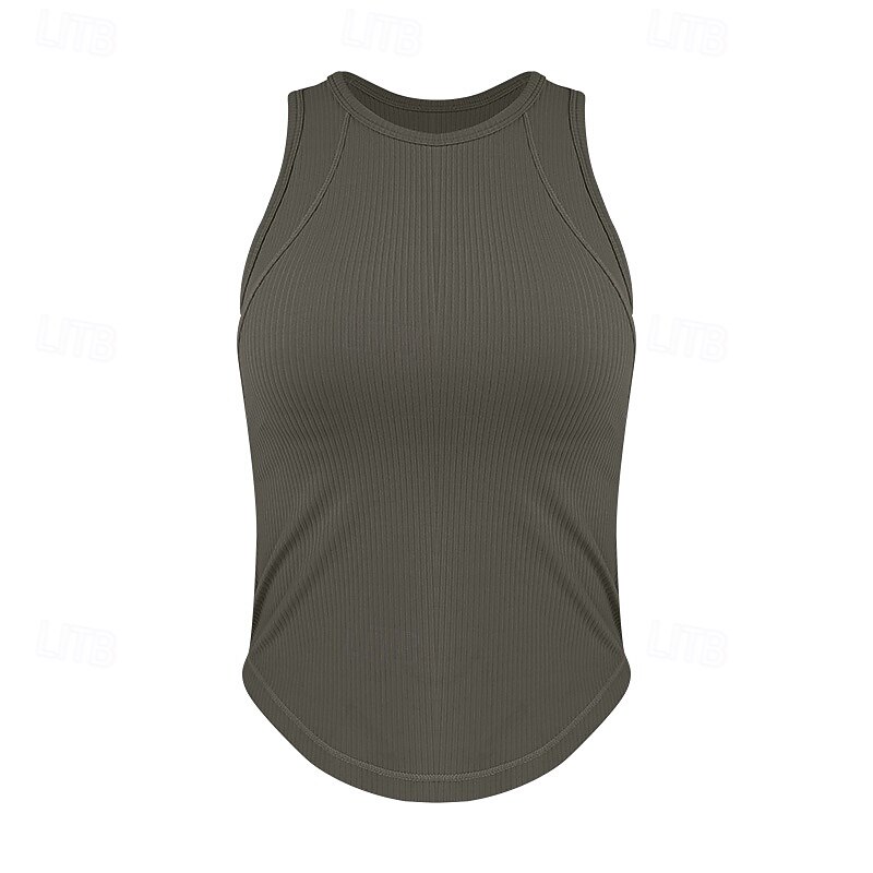 Women's Yoga Tank Tops Crew Neck Breathable Paded Sleeveless Sports Solid Color Top For Gym Athletic Sports Slim Activewear4