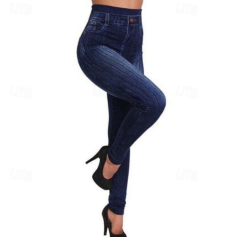 Women's Slacks Leggings Cozy Leggings Streetwear Casual Full Length Natural Plain Pocket Elastic Waist Soft Street Holiday Daily Wear Black Dark Blue Light Blue Fall Regular Fit4