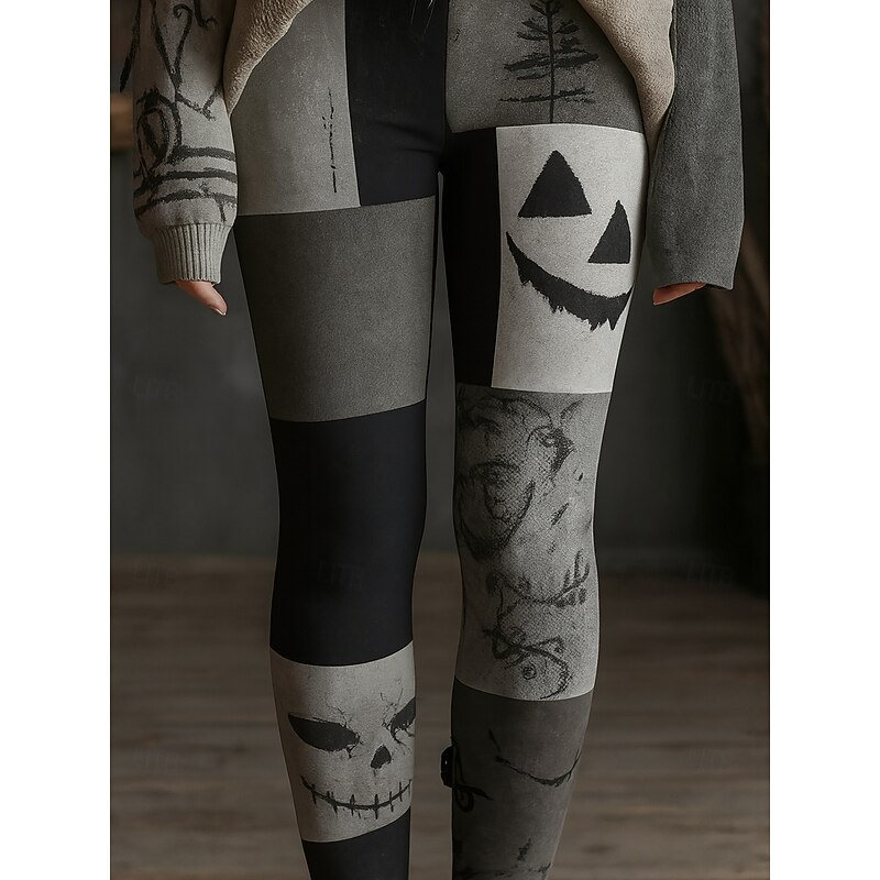 Women's Leggings Vacation Vintage Ethnic Style Ankle-Length High WaistPantsHalloween Graphic Cat 3D Print Quick Dry Breathability Soft Stretchy Outdoor Home Causal Black White Green Fall Regular Fit2