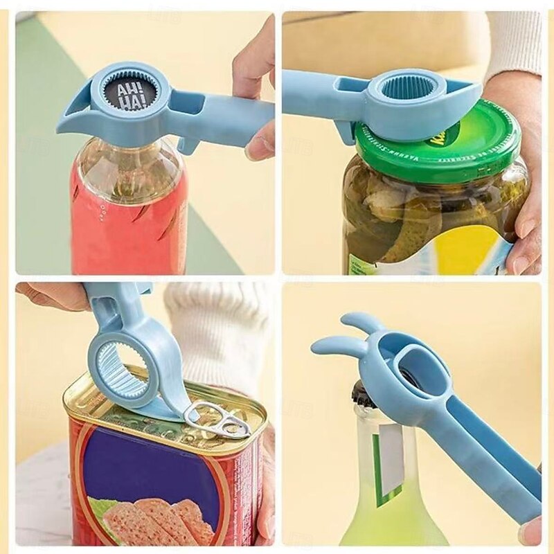 4 Pack 4 in 1 Bottle Opener, Multi-Use Bear Shape Opener for Beer, Soda, Can and Jar, Ergonomic Non-Slip Easy-Use Kitchen Tool4