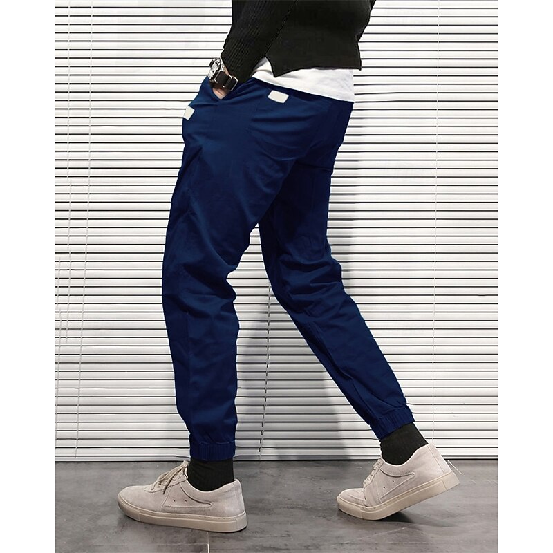 Men's Cargo Pants Joggers Trousers Drawstring Pocket Elastic Waist Plain Comfort Sports Outdoor Daily Fashion Casual Black Army Green Micro-elastic2