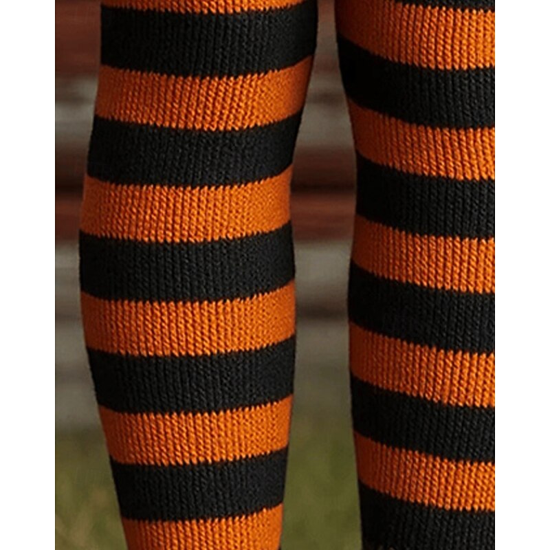Women's Pants Trousers Leggings Cozy Leggings Streetwear Casual Full Length High WaistPantsHalloween Pumpkin Striped Elastic Waist Print Breathability Comfortable Stretchy Vacation Street Daily Wear3