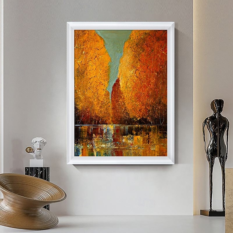 Abstract Autumn Landscape Oil Painting on Canvas pure Handmade Scandinavian Cuadros Trees and Lakes Wall Art Pictures Decor Living Room No Frame